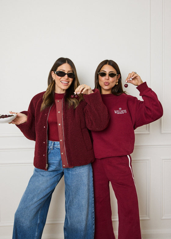 RELAXED CREWNECK JUMPER - CHERRY