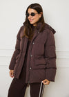 MID LENGTH PUFFER COAT - BROWN
