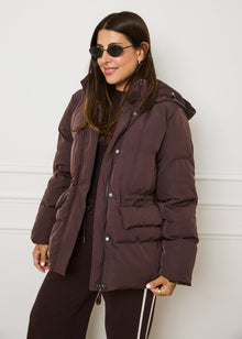  MID LENGTH PUFFER COAT - BROWN