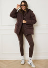 MID LENGTH PUFFER COAT - BROWN