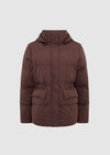MID LENGTH PUFFER COAT - BROWN