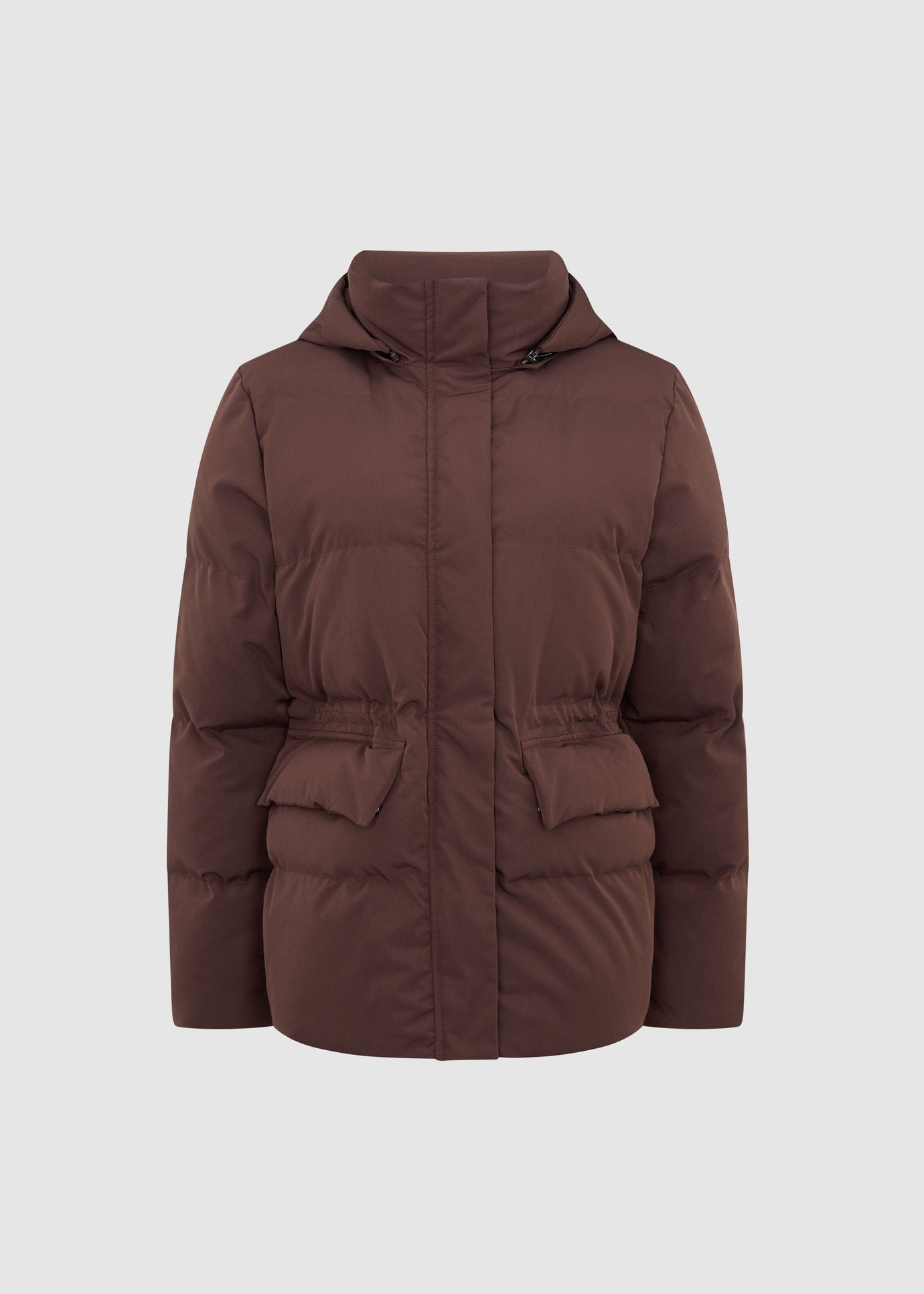 MID LENGTH PUFFER COAT - BROWN – WAT THE BRAND