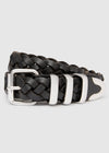 WOVEN LEATHER BELT - BLACK