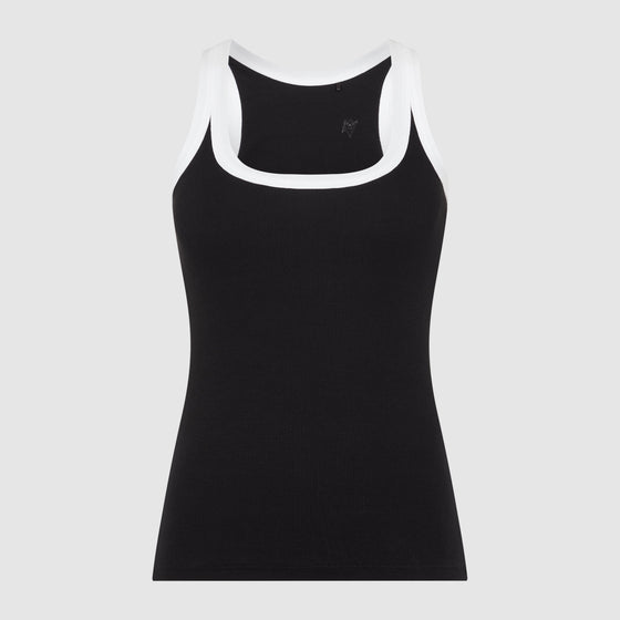 RIBBED TWO WAY VEST - BLACK