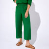 LINEN CROPPED TROUSERS - MATCHA