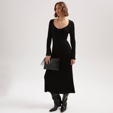  THE ULTIMATE SWEETHEART NECK RIBBED DRESS - BLACK